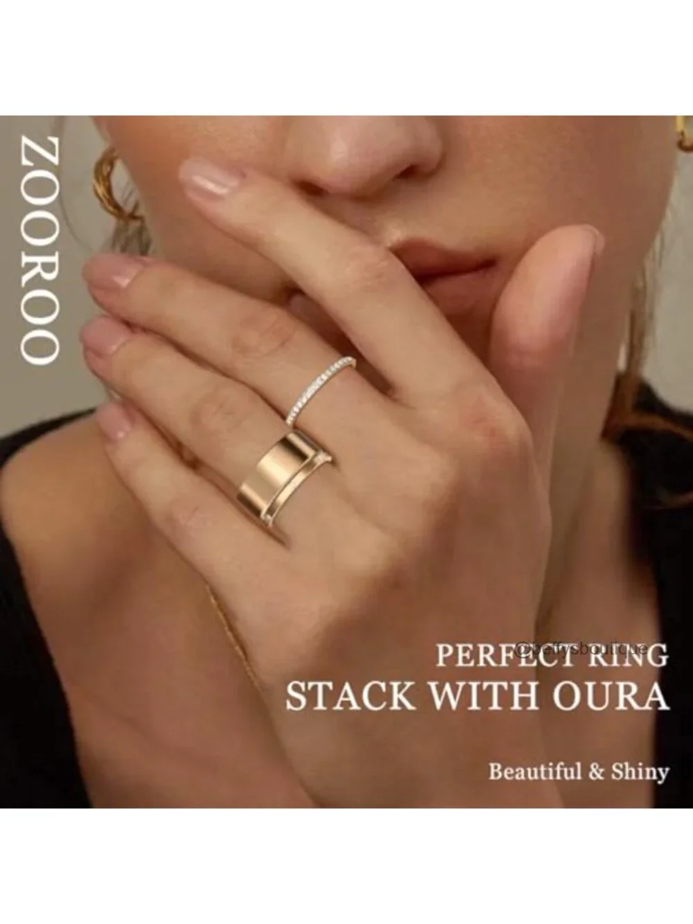 2-Pack Stackable Bands for Oura Ring - 14K Gold Plated Ring Stackers with